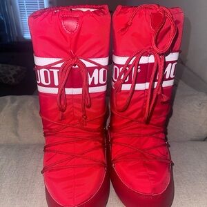 Moon Boot Red Winter Boots with Tall Design and Insulated Material